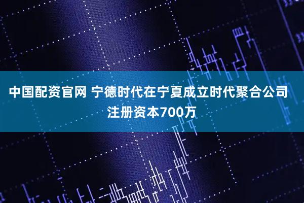 中国配资官网 宁德时代在宁夏成立时代聚合公司  注册资本700万