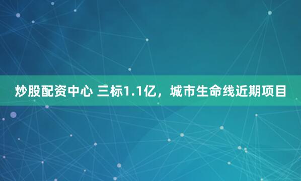 炒股配资中心 三标1.1亿，城市生命线近期项目